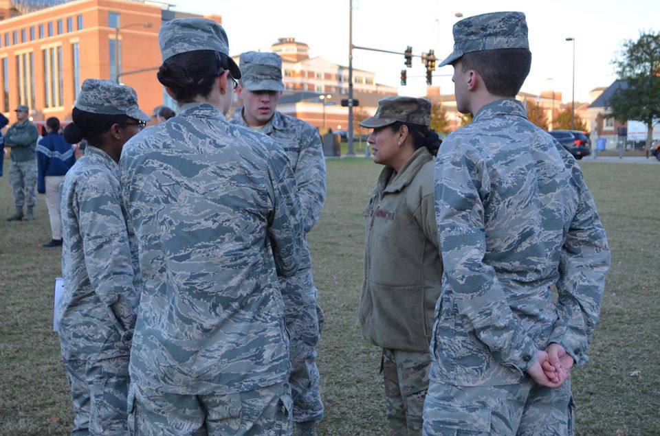 Lt Col Patten Talking to Cadets on Nichols Lawn